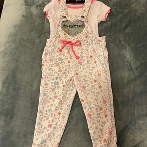Girls Bebe overalls set